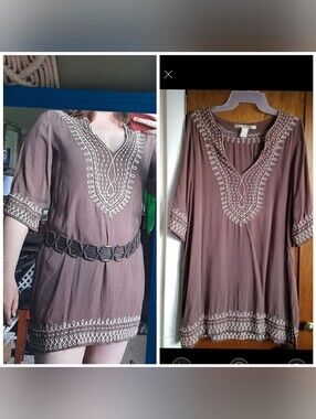 3 Pc Boho Dress, Slip Dress And Belt